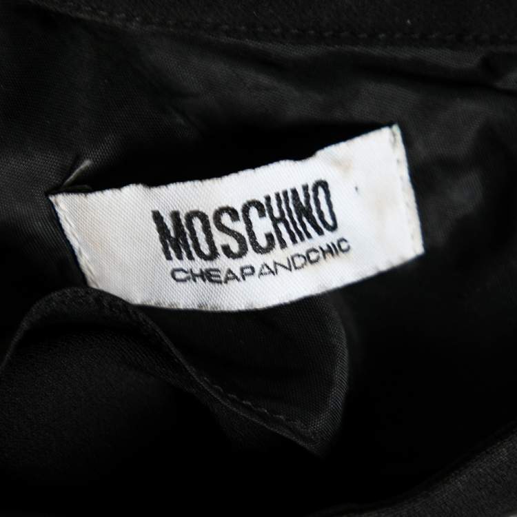 Pre Owned Moschino Cheap and Chic Black Crepe Studded Detail Sleeveless Top L
