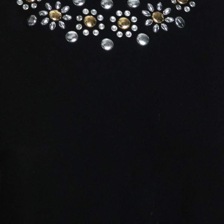 Pre Owned Moschino Cheap and Chic Black Crepe Studded Detail Sleeveless Top L