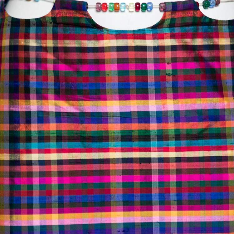 Pre Owned Moschino Cheap and Chic Multicolor Silk Beaded Waist Detail Mini Skirt M