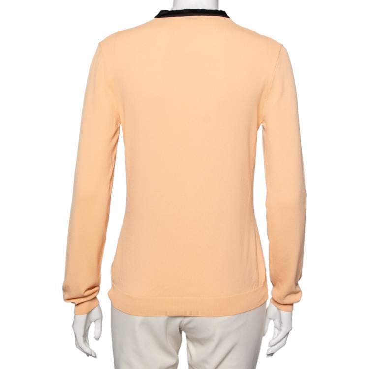 Pre Owned Moschino Cheap and Chic Orange Knit V Neck Long Sleeve Sweater M