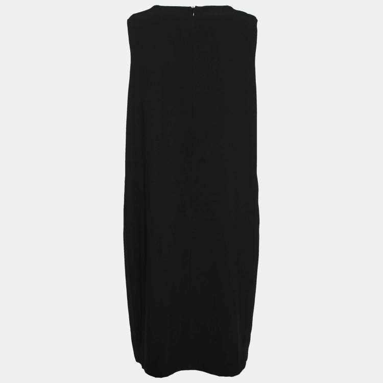 Pre Owned Moschino Cheap and Chic Black Printed Crepe Sleeveless Dress L