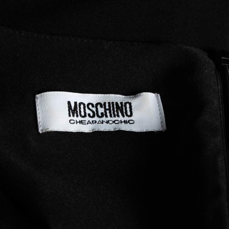 Pre Owned Moschino Cheap and Chic Black Crepe Printed Sleeveless Dress M