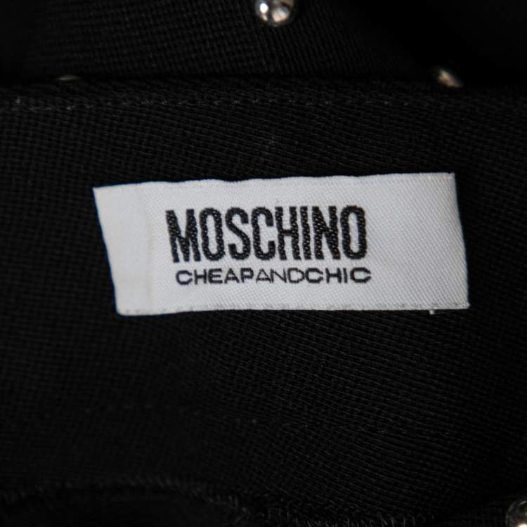 Pre Owned Moschino Cheap and Chic Black Wool Stud Embellished Trousers M