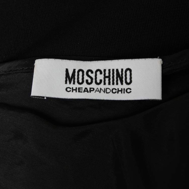 Pre Owned Moschino Cheap and Chic Black Patterned Tulle Sleeveless Dress M