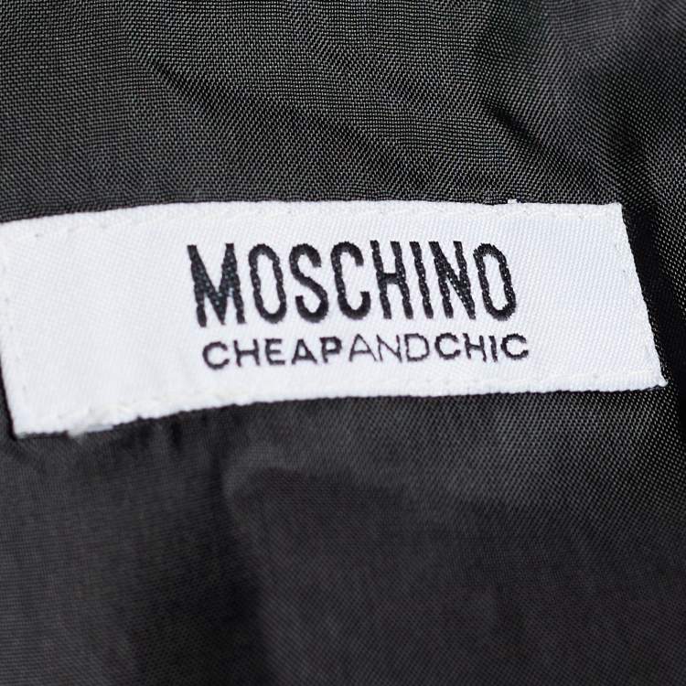 Pre Owned Moschino Cheap And Chic Burgundy Houndstooth Jacquard Sheath Dress M