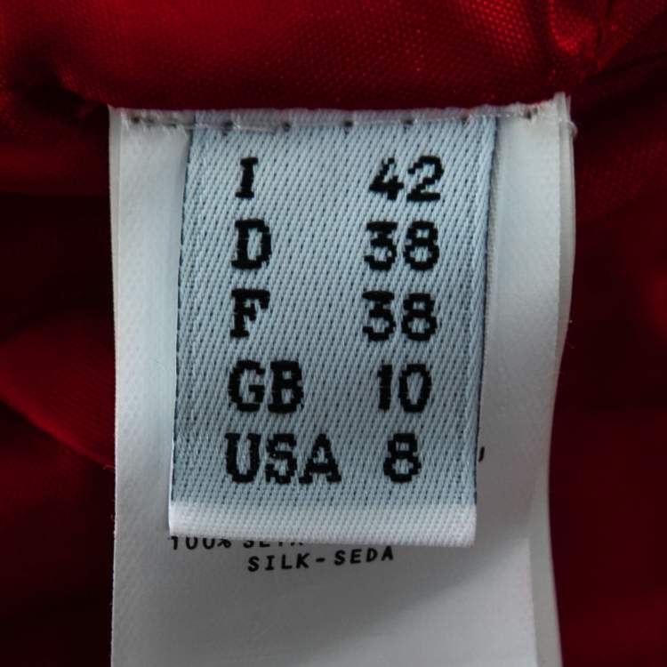 Pre Owned Moschino Cheap And Chic Red Silk Floral Embellished Pleated Short Dress M