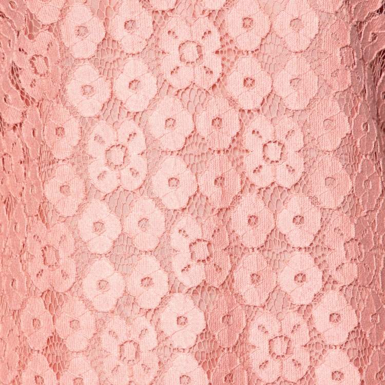 Pre Owned Moschino Cheap and Chic Peach Lace Flute Sleeve Dress M 