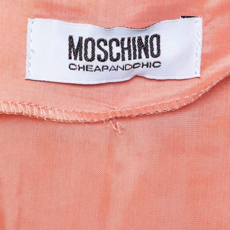 Pre Owned Moschino Cheap and Chic Peach Lace Flute Sleeve Dress M 