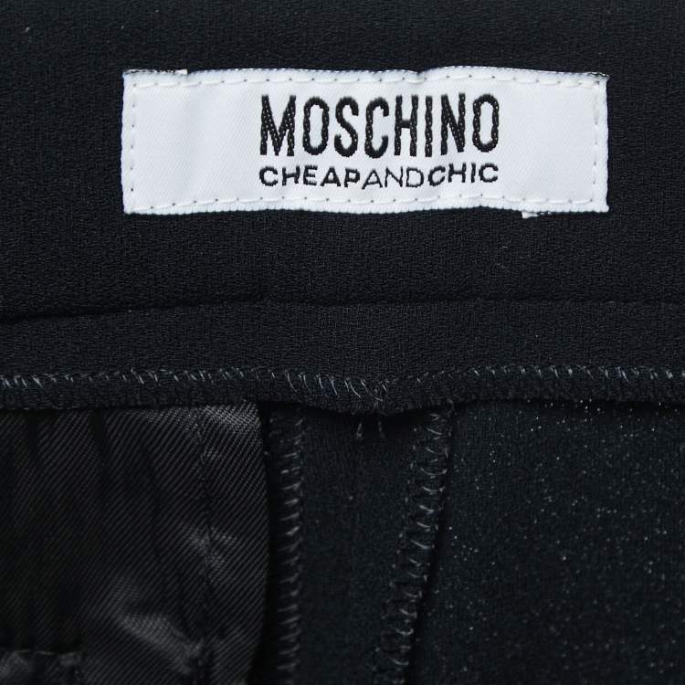 Pre Owned Moschino Cheap and Chic Black Crepe Straight Fit Trousers S