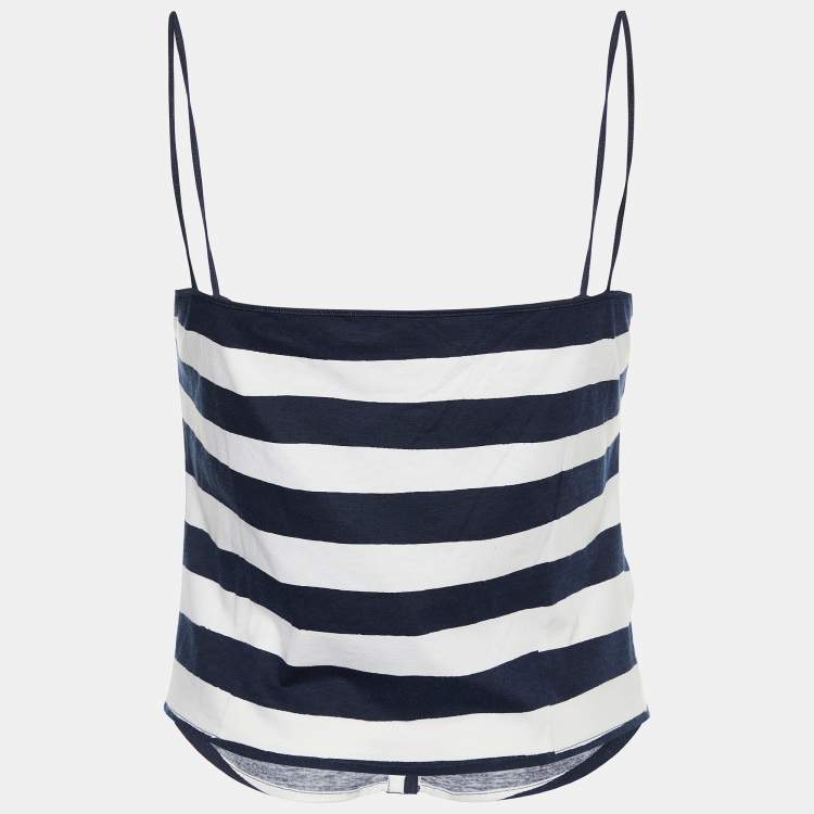 Pre Owned Moschino Cheap and Chic Blue Striped Cotton Tank Top M