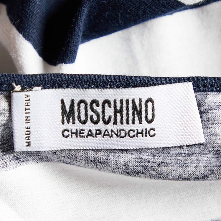 Pre Owned Moschino Cheap and Chic Blue Striped Cotton Tank Top M