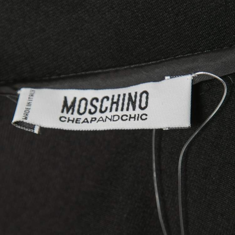 Pre Owned Moschino Cheap and Chic  Black Knit & Silk Pleated Midi Dress S
