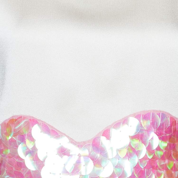 Pre Owned Moschino Cheap and Chic Light Pink Satin Lip Sequin Embellished Top M