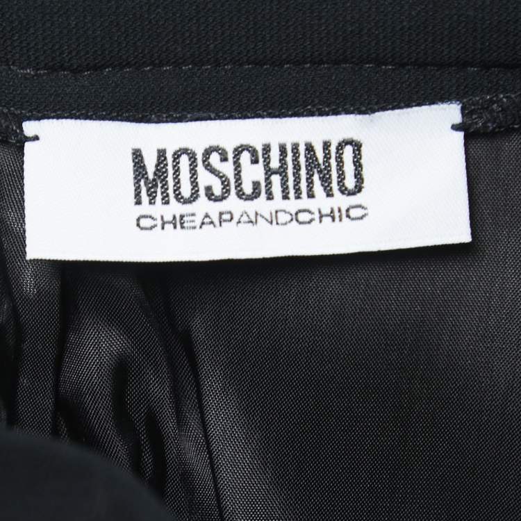 Pre Owned Moschino Cheap and Chic Black Velvet and Floral Lace Detail Knee Length Skirt M