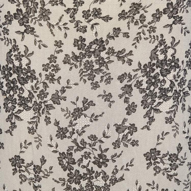 Pre Owned Moschino Cheap and Chic Beige Floral Printed Crinkled Crepe Midi Skirt S