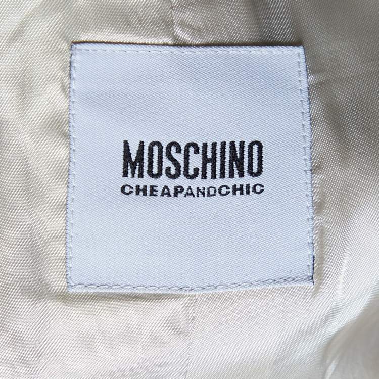 Pre Owned Moschino Cheap and Chic Ecru Wool Blend Button Front Coat L