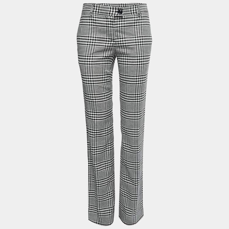 Pre Owned Moschino Cheap and Chic Black/White Check Patterned Wool Trousers M