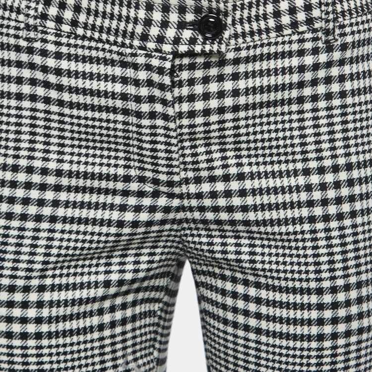 Pre Owned Moschino Cheap and Chic Black/White Check Patterned Wool Trousers M