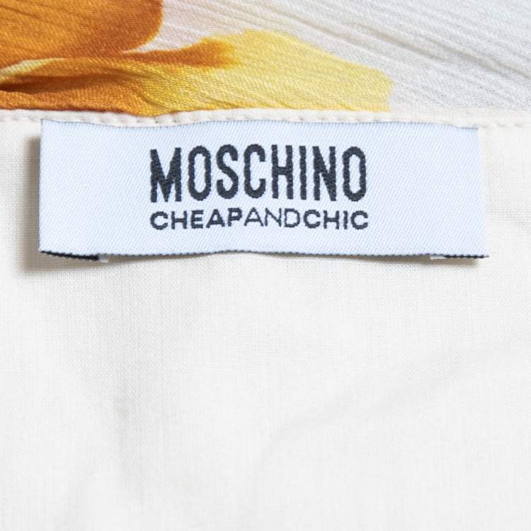 Pre Owned Moschino Cheap and Chic Multicolour Floral Print Silk Floral Print Strappy Tiered Maxi Dress L