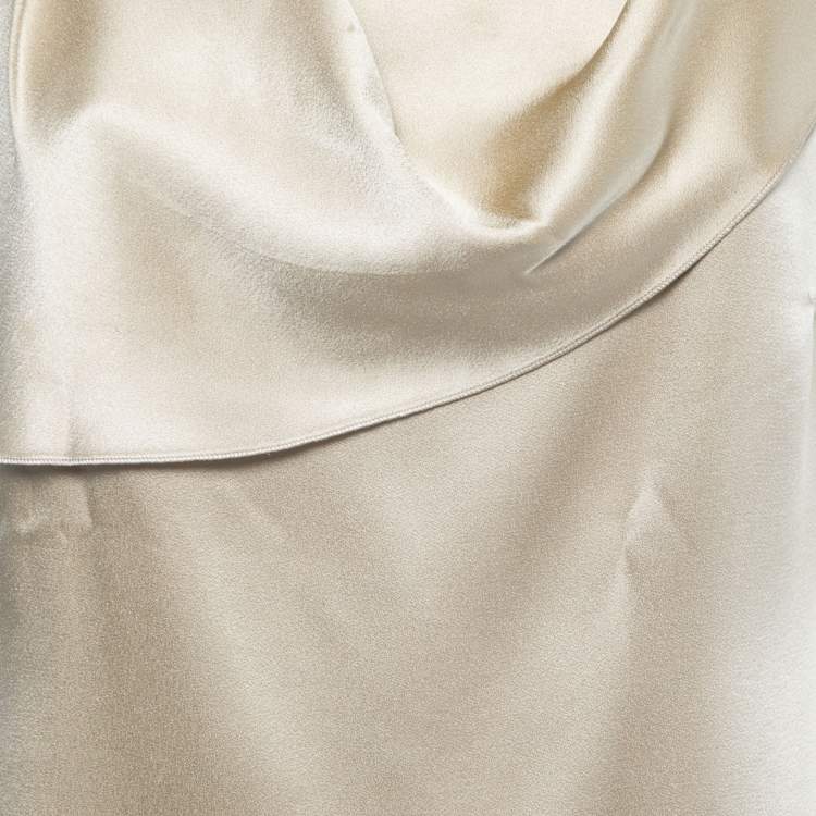 Pre Owned Moschino Cheap and Chic Gold Satin Draped Sleeveless Blouse M