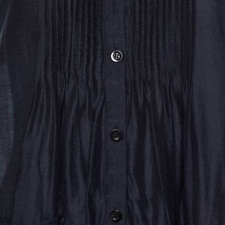 Pre Owned Moschino Cheap & Chic Black Cotton & Silk Lace Hem Sleeveless Top S