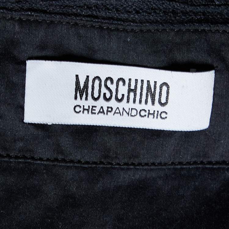 Pre Owned Moschino Cheap & Chic Black Cotton & Silk Lace Hem Sleeveless Top S