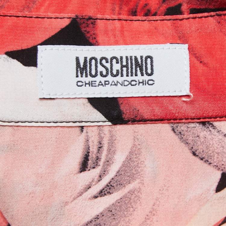 Pre Owned Moschino Cheap and Chic Multicolor Printed Silk Button Front Full Sleeve Shirt Blouse M