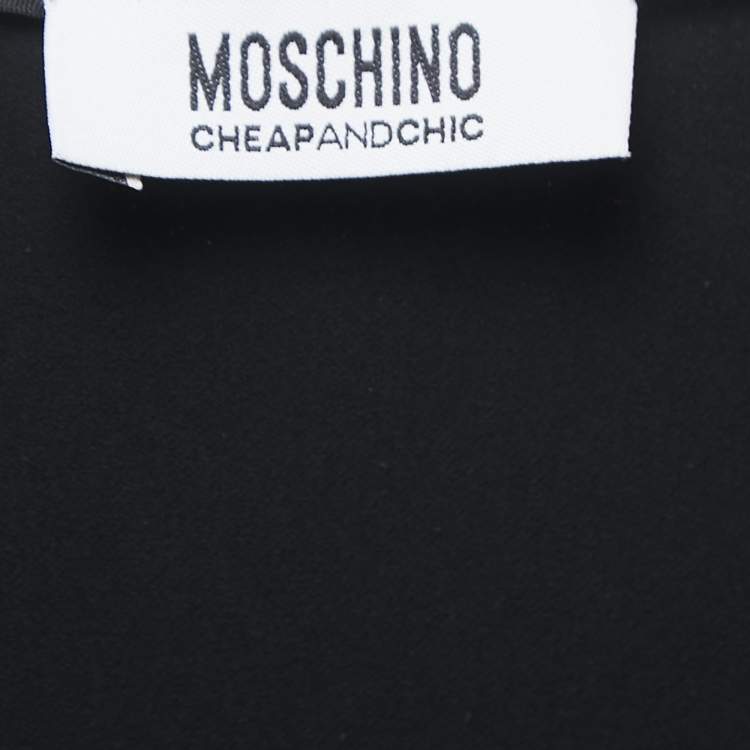 Pre Owned Moschino Cheap and Chic Black Crepe Draped Sleeveless Short Dress M