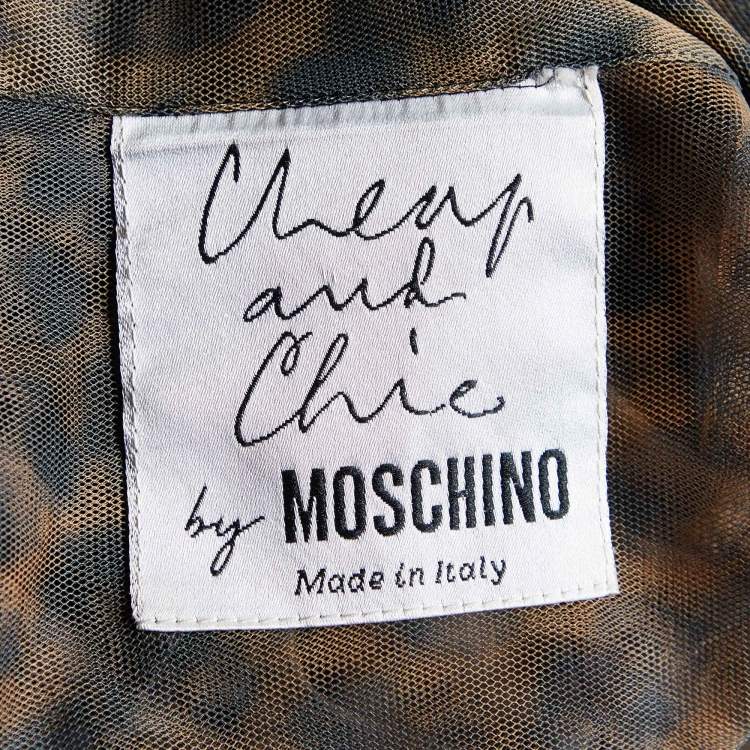 Pre Owned Moschino Cheap and Chic Brown Leopard Print Mesh Sheer Shirt M
