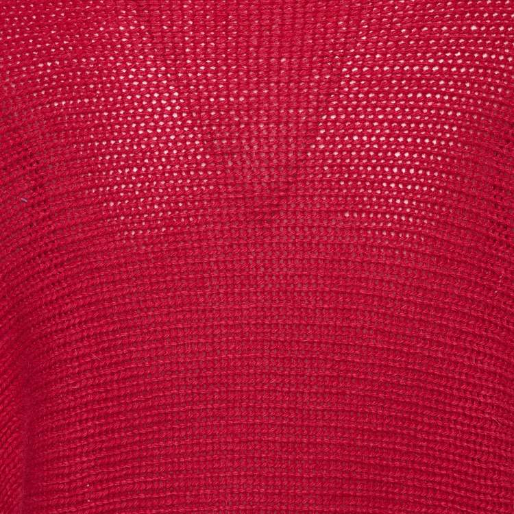 Pre Owned Moschino Cheap and Chic Red Wool Applique Detail Cardigan M