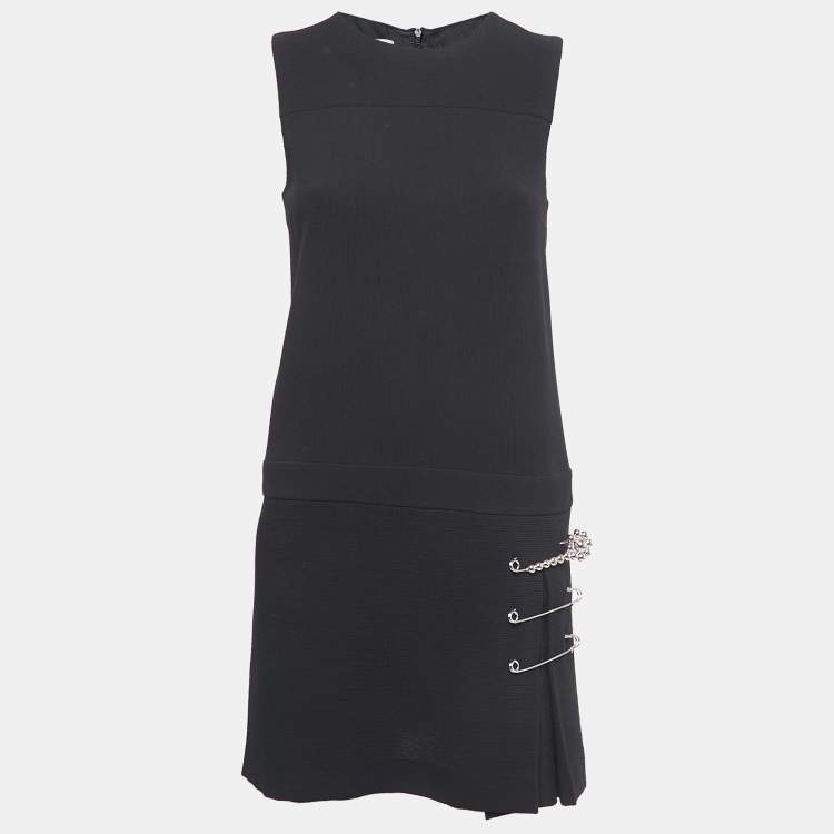 Moschino Cheap and Chic Black Wool Pin Detail Sleeveless Dress S TLC