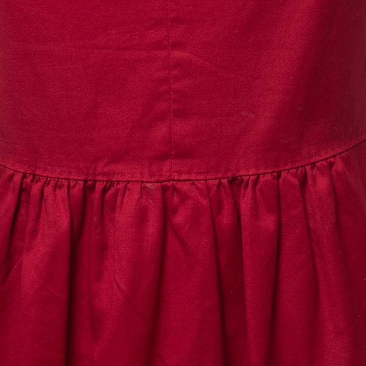 Pre Owned Moschino Cheap and Chic Burgundy Cotton Sleeveless Midi Dress M