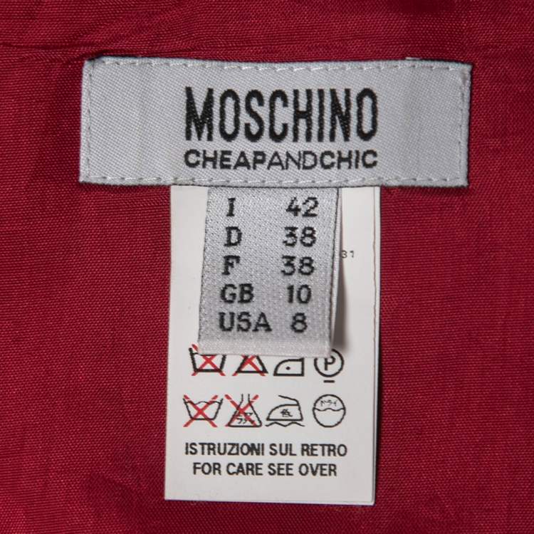 Pre Owned Moschino Cheap and Chic Burgundy Cotton Sleeveless Midi Dress M