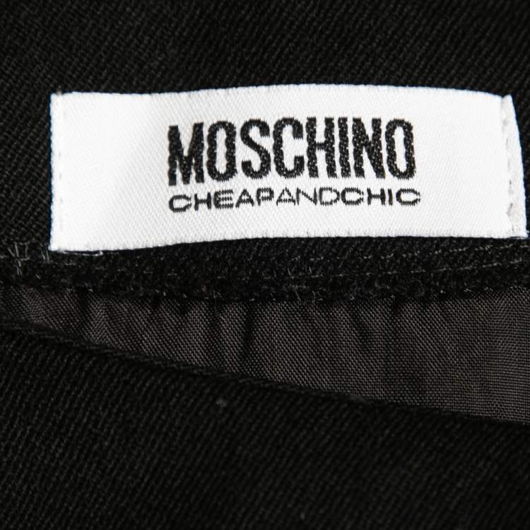 Pre Owned Moschino Cheap and Chic Black Wool Short Sleeve Shift Dress L