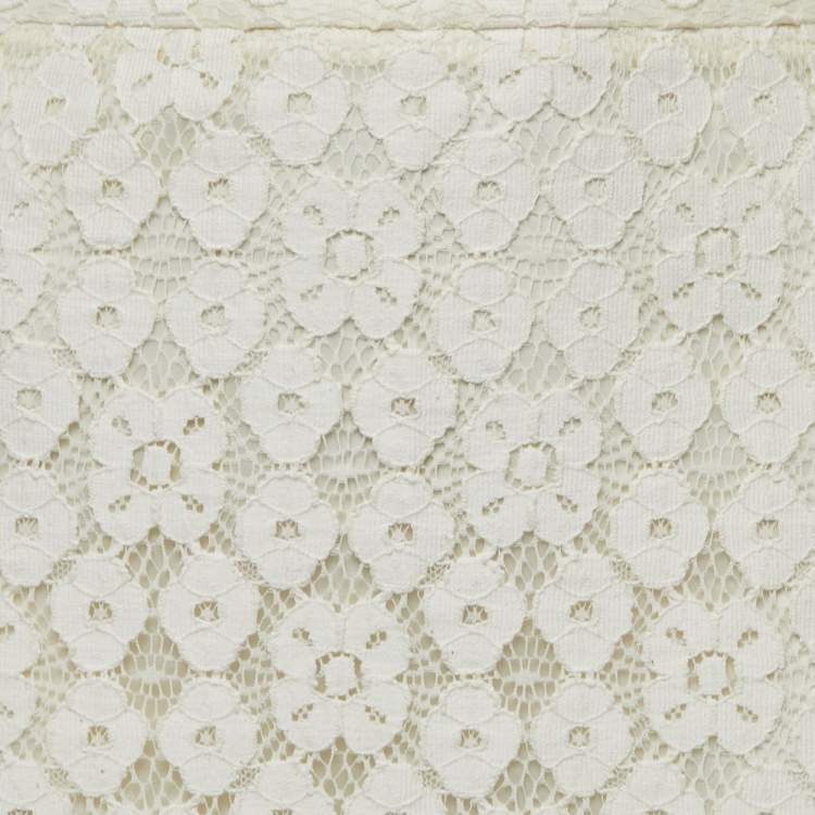 Pre Owned Moschino Cheap and Chic Cream Lace Knee Length Skirt M