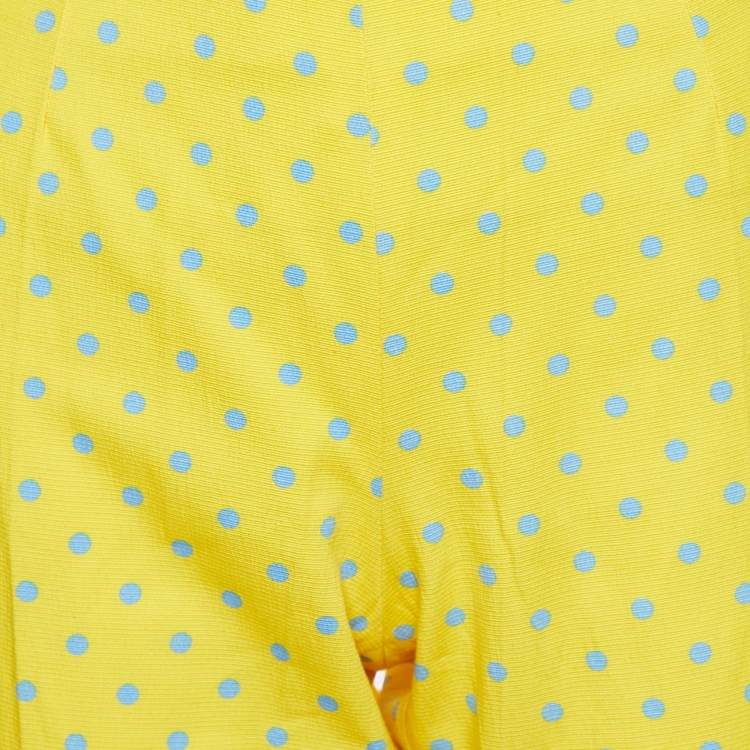 Pre Owned Moschino Cheap and Chic Yellow Polka Dot Printed Pants L
