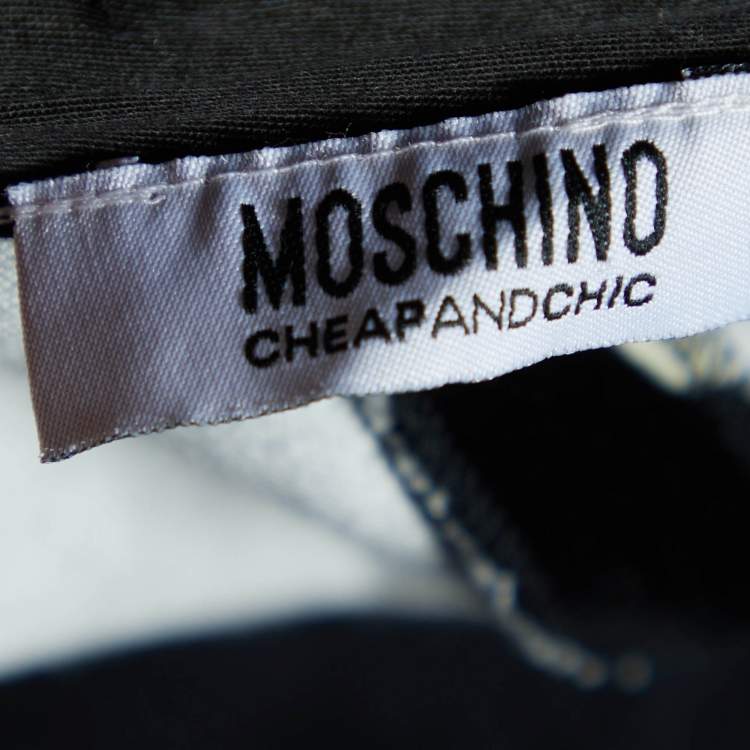 Pre Owned Moschino Cheap and Chic Black Printed Velvet Capri Pants M