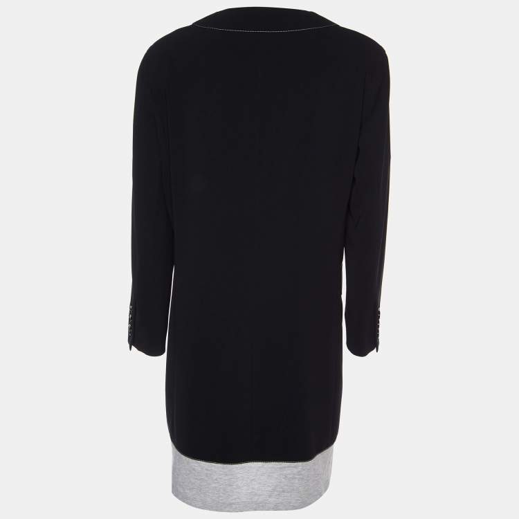 Pre Owned Moschino Cheap and Chic Black Crepe & Cotton Knit Blazer Style Mini Dress L