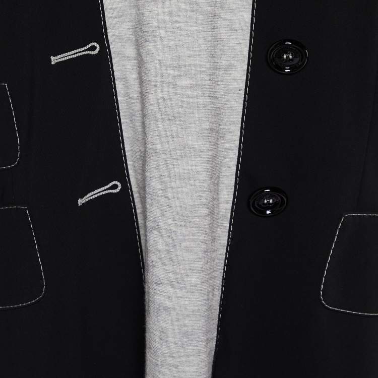 Pre Owned Moschino Cheap and Chic Black Crepe & Cotton Knit Blazer Style Mini Dress L