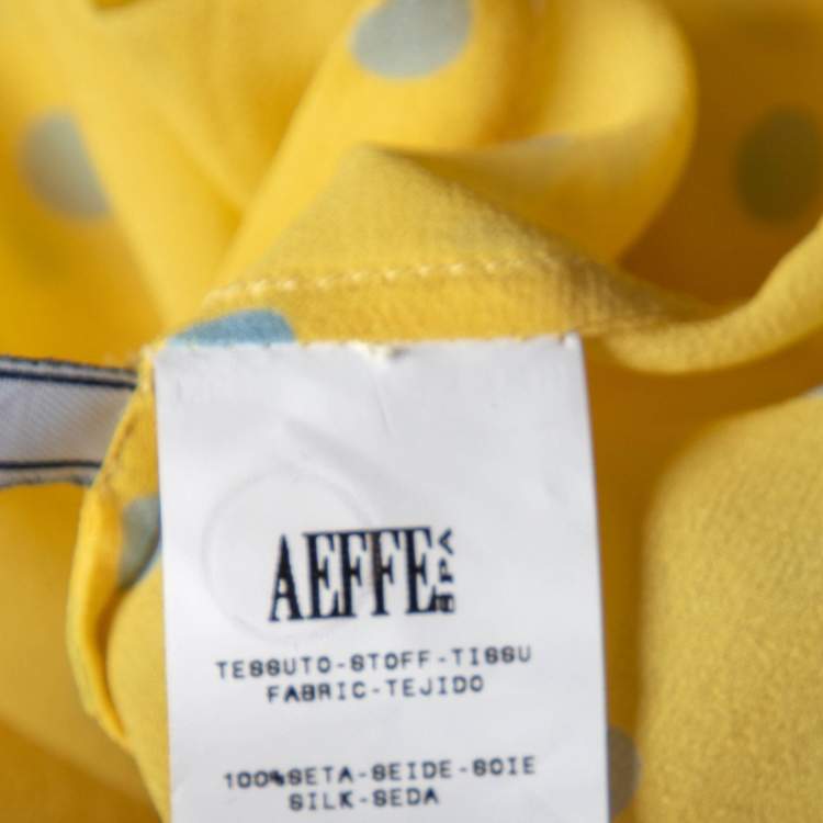 Pre Owned Moschino Cheap and Chic Yellow Polka Dot Printed Silk Shirt L