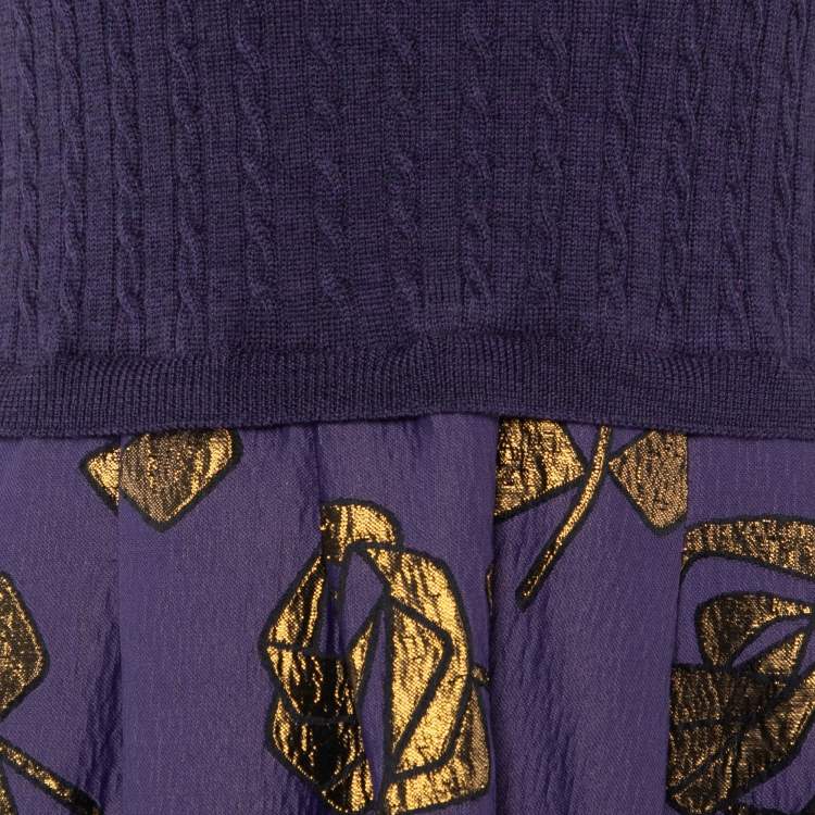 Pre Owned Moschino Cheap and Chic Purple Knit & Floral Lurex jacquard Mini Dress M