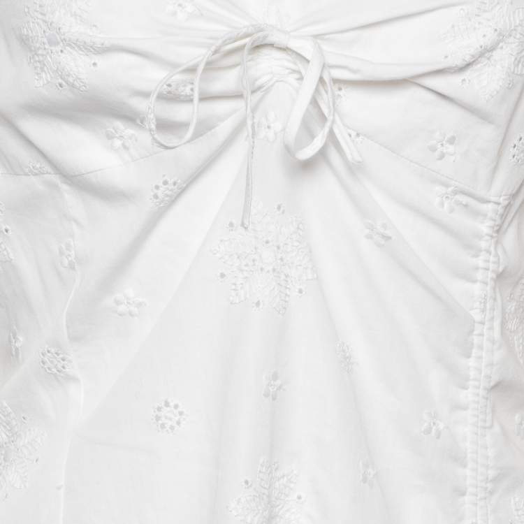 Pre Owned Moschino Cheap and Chic White Embroidered Cotton Mini Dress L