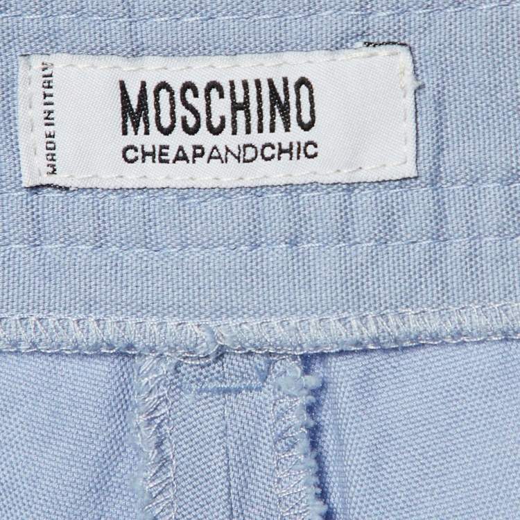 Pre Owned Moschino Cheap and Chic Light Blue Cotton Capri Pants M