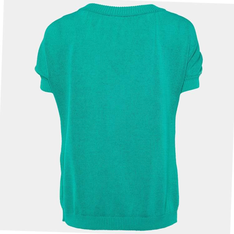 Pre Owned Moschino Cheap & Chic Green Beaded Detail Cardigan L