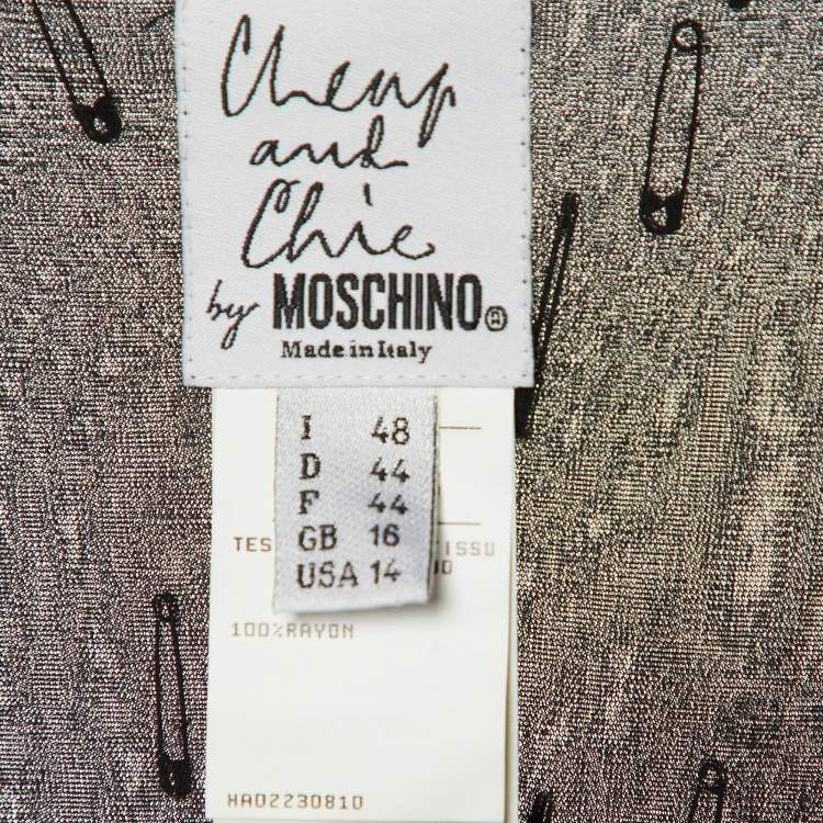 Pre Owned Moschino Cheap and Chic Black Pinned Rayon Sleeveless Blouse M