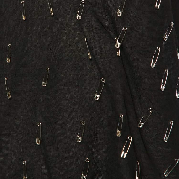 Pre Owned Moschino Cheap and Chic Black Pinned Rayon Sleeveless Blouse M
