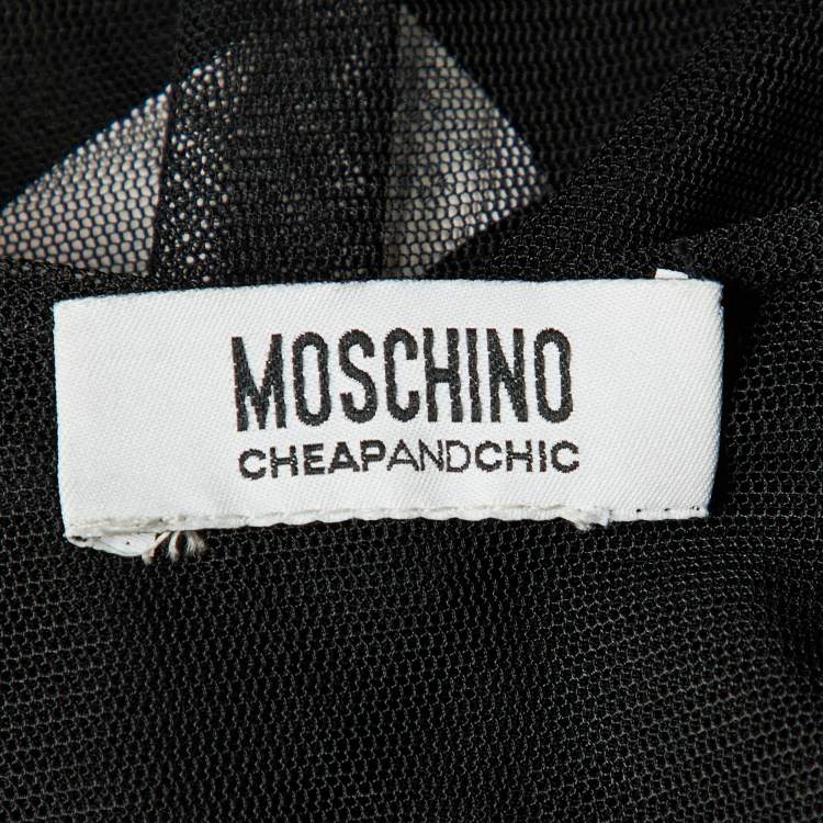 Pre Owned Moschino Cheap and Chic Black Embroidered Tulle Sleeveless Maxi Dress M