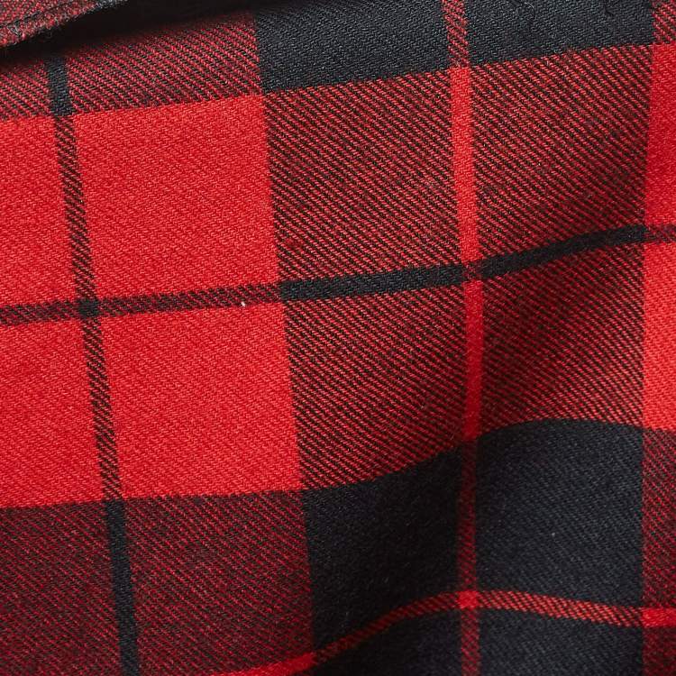 Pre Owned Moschino Cheap and Chic Red Checked Wool Mini Skirt S