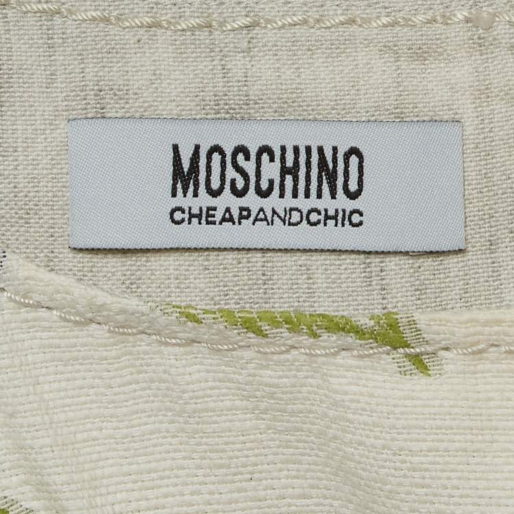 Pre Owned Moschino Cheap and Chic Vintage White Floral Cotton Blend Jacquard Mini Dress M