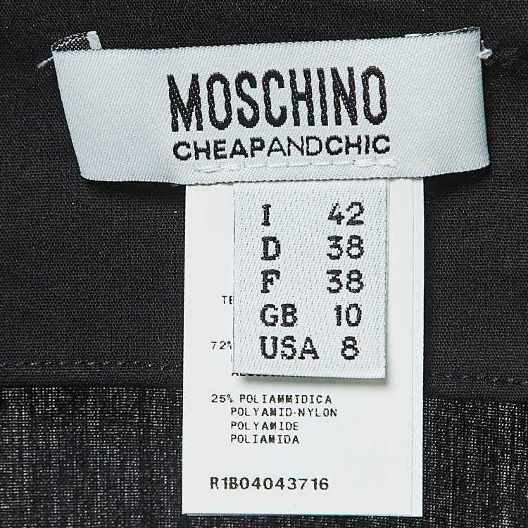 Pre Owned Moschino Cheap and Chic Black Pleated Cotton V-Neck Mini Dress M